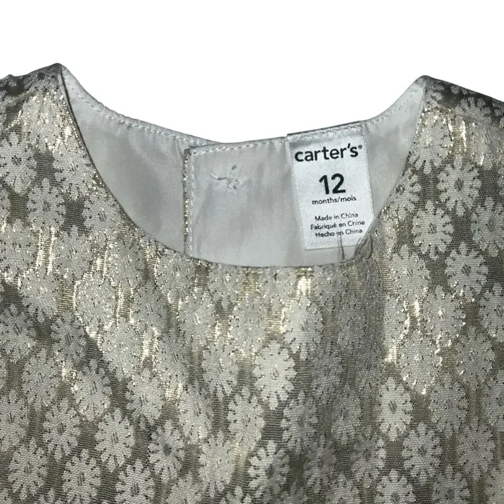 Carters Gold And Cream Dress Size 12 Months Girls Special Occasion